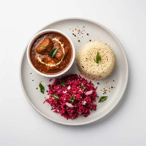 Mangalorean Fish Masala With Brown Rice And Beetroot Poriyal